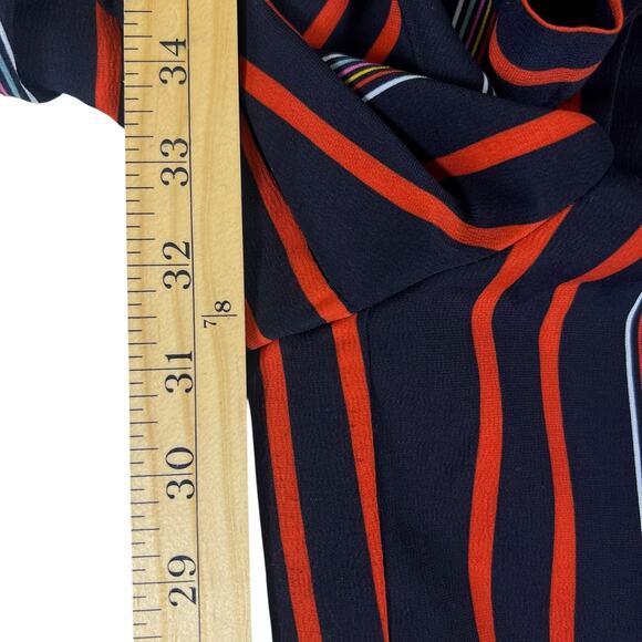 Rachel Zoe Striped Wide Leg Pants 4 | Navy Red Palazzo Boho High Waist Resort - Picture 10 of 11